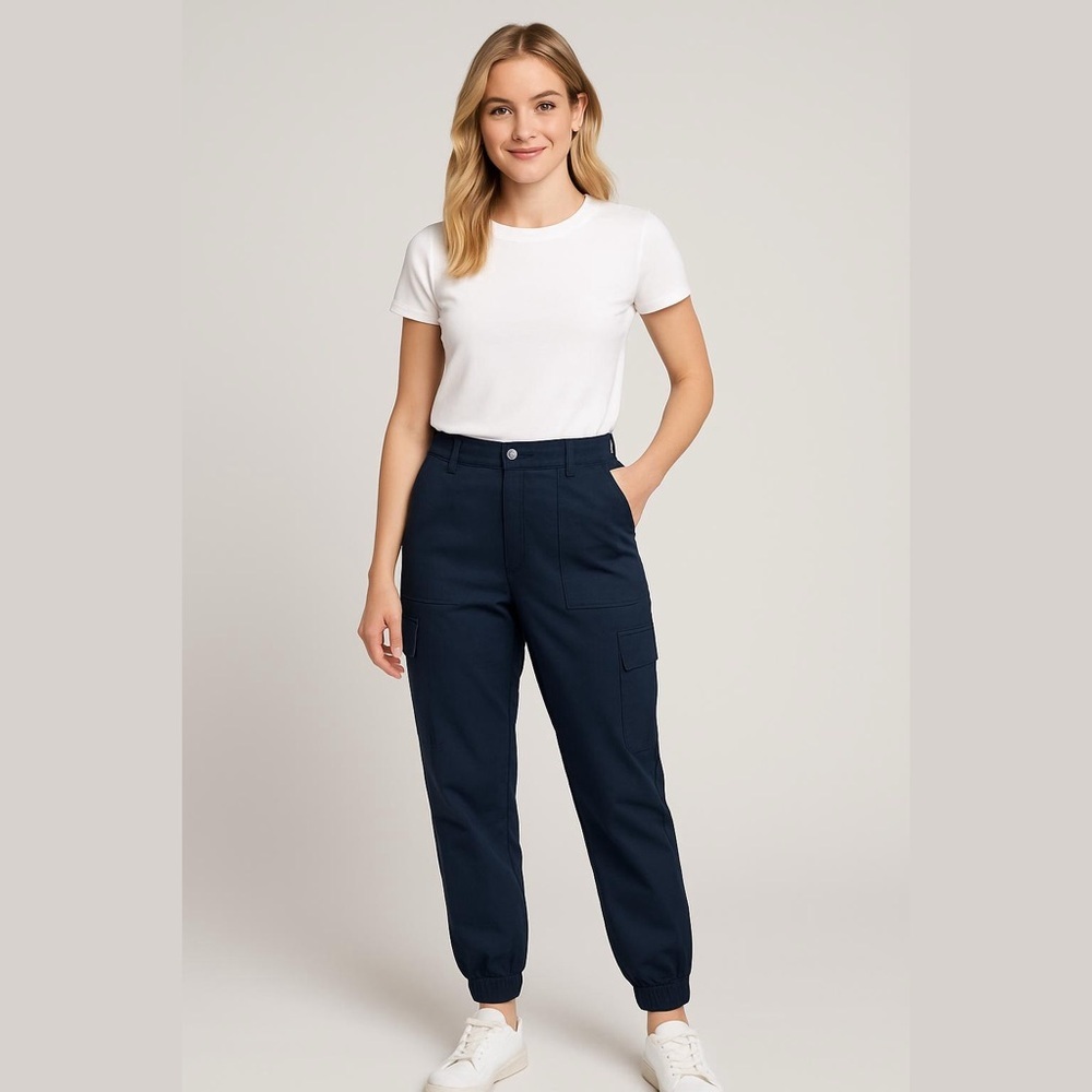 Lisa Rinna Navy Blue Ankle Zip Crop Pants Size 2 
Pockets NWOT